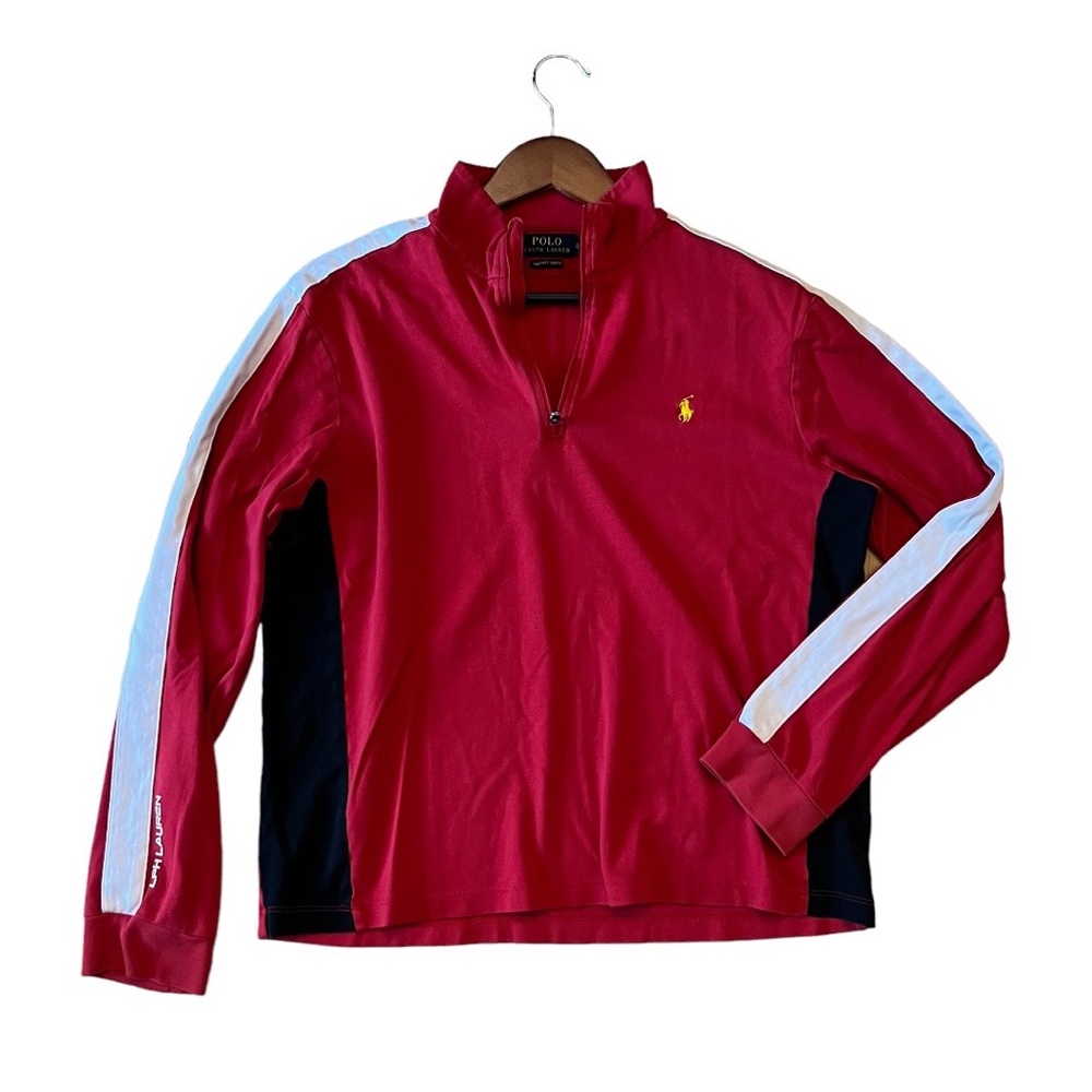 POLO RALPH LAUREN PIMA COTTON TRACK SUIT TOP JACKET 1/4 ZIP SHIRT PONY LOGO MED